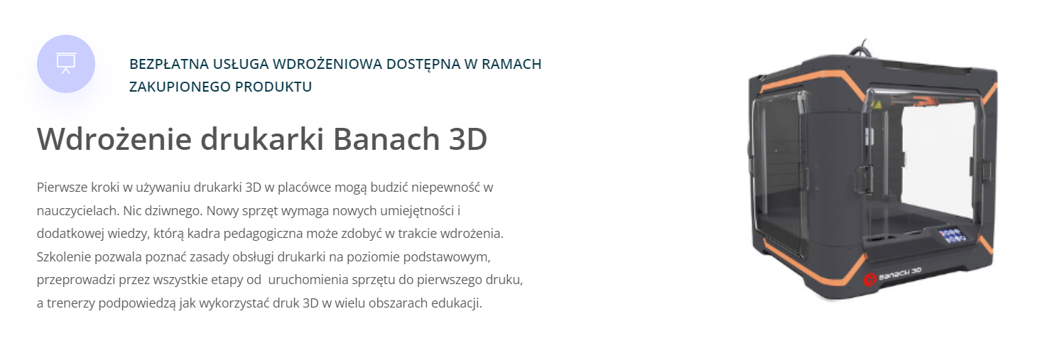 Wdrożenie drukarki 3D Banach w ramach programu Laboratoria Przyszłości